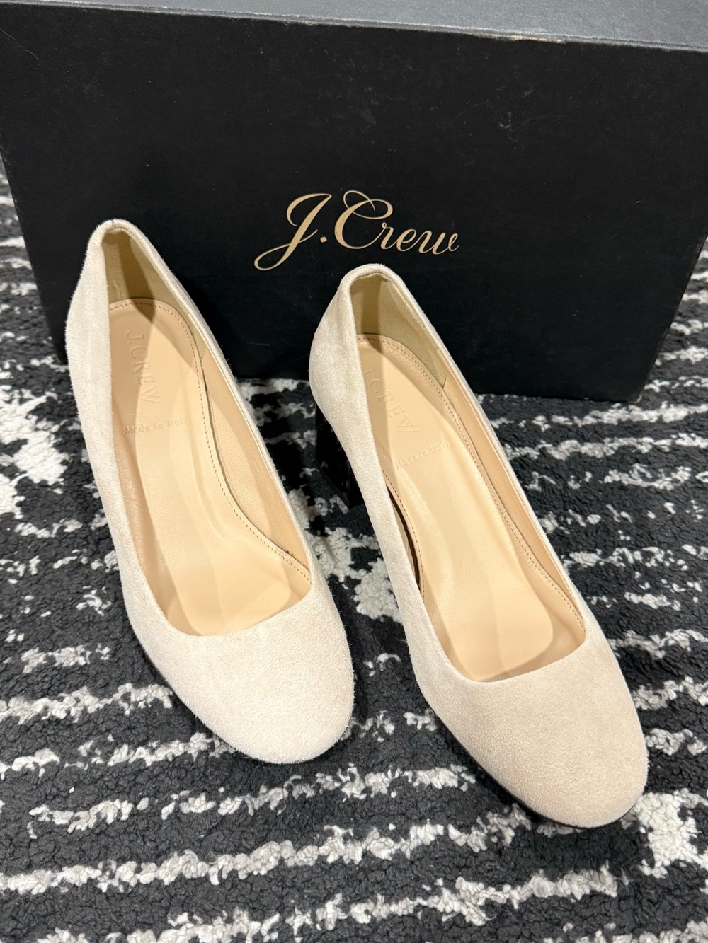 J. Crew Light Cream Suede Round-Toe Pumps